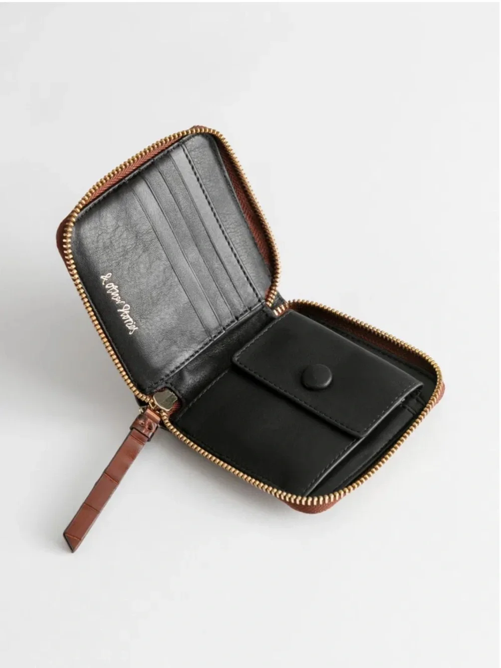 And Other Stories - Croc Embossed Leather Zip Wallet (Color: Black)